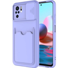 Kilifolsun - Xiaomi Redmi Note 10S Uyumlu Kılıf ​slayt Sürgülü Kart Bölmeli Kartix Kapak