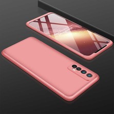 noktaks - Realme 7 - Kılıf Parmak izi Yapmayan 3 Parça Ays Kapak - Rose Gold