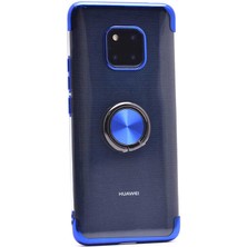 Kilifolsun - Huawei Mate 20 Pro Uyumlu Kılıf Yüzüklü Kenarları Renkli Arkası Şeffaf Gess Silikon