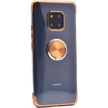 Kilifolsun - Huawei Mate 20 Pro Uyumlu Kılıf Yüzüklü Kenarları Renkli Arkası Şeffaf Gess Silikon