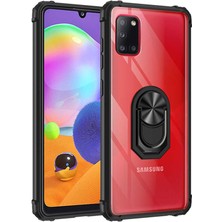 Kilifolsun - Galaxy A31 Uyumlu Kılıf Yüzüklü Arkası Şeffaf Koruyucu Mola Kapak