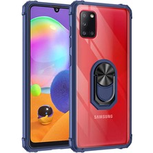 Kilifolsun - Galaxy A31 Uyumlu Kılıf Yüzüklü Arkası Şeffaf Koruyucu Mola Kapak