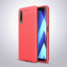 Kilifolsun - Galaxy A7 2018 Uyumlu Kılıf Deri Görünümlü Auto Focus Karbon Niss Silikon Kapak