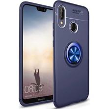 Kilifolsun - Huawei P20 Lite Uyumlu Kılıf Yüzüklü Auto Focus Ravel Karbon Silikon Kapak