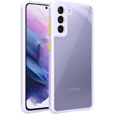 Kilifolsun - Galaxy S21 Uyumlu Kılıf ​​kenarları Tırtıklı Renkli Düğmeli Kaff Kapak