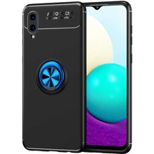 Kilifolsun - Galaxy A02 Uyumlu Kılıf Yüzüklü Auto Focus Ravel Karbon Silikon Kapak