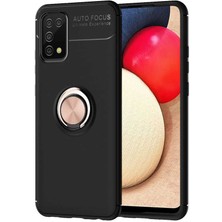 Kilifolsun - Galaxy A02S Uyumlu Kılıf Yüzüklü Auto Focus Ravel Karbon Silikon Kapak