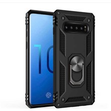 Kilifolsun - Galaxy S10 Uyumlu Kılıf Yüzüklü Çift Katman Zırh Tank Vega Kapak