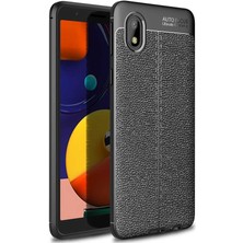 Kilifolsun - Galaxy A01 Core Uyumlu Kılıf Deri Görünümlü Auto Focus Karbon Niss Silikon Kapak