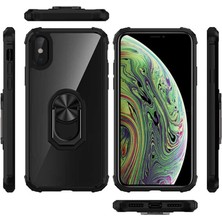 Kilifolsun - iPhone Xs 5.8 Uyumlu Kılıf Yüzüklü Arkası Şeffaf Koruyucu Mola Kapak