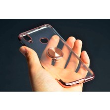 Kilifolsun - Xiaomi Redmi Note 7 Uyumlu Kılıf Yüzüklü Kenarları Renkli Arkası Şeffaf Gess Silikon