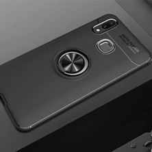 Kilifolsun - Galaxy A10S Uyumlu Kılıf Yüzüklü Auto Focus Ravel Karbon Silikon Kapak