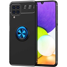 Kilifolsun - Galaxy A22 4g Uyumlu Kılıf Yüzüklü Auto Focus Ravel Karbon Silikon Kapak