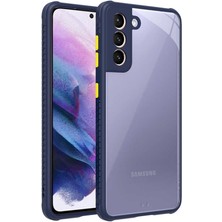 Kilifolsun - Galaxy S21 Uyumlu Kılıf ​​kenarları Tırtıklı Renkli Düğmeli Kaff Kapak