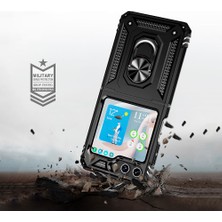 Kilifolsun - Galaxy Z Flip 5 Uyumlu Kılıf Yüzüklü Çift Katman Zırh Tank Vega Kapak