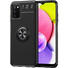 Kilifolsun - Galaxy A03S Uyumlu Kılıf Yüzüklü Auto Focus Ravel Karbon Silikon Kapak