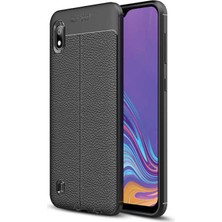 Kilifolsun - Galaxy A10 Uyumlu Kılıf Deri Görünümlü Auto Focus Karbon Niss Silikon Kapak