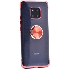 Kilifolsun - Huawei Mate 20 Pro Uyumlu Kılıf Yüzüklü Kenarları Renkli Arkası Şeffaf Gess Silikon