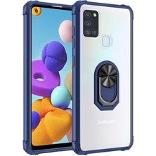 Kilifolsun - Galaxy A21S Uyumlu Kılıf Yüzüklü Arkası Şeffaf Koruyucu Mola Kapak