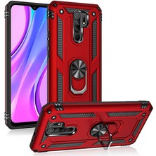 Kilifolsun - Xiaomi Redmi 9 Uyumlu Kılıf Yüzüklü Çift Katman Zırh Tank Vega Kapak