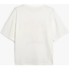 Koton Tişört Kedi Baskılı Bisiklet Yaka Kısa Kollu Pamuklu