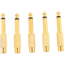 Humble 5x Altın Kaplama 6.35MM 1/4 Inç Erkek Mono Fiş Rca Dişi 6.5mm Jack Ses Stereo Adaptör Konnektörü Fiş Dönüştürücü Ses Mikseri (Yurt Dışından)