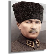 Gaagart Temperli Gerçek Cam Tablo Portre Kalpaklı Atatürk Fotoğrafı