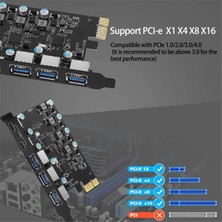 Humble Port USB 3.0 Pcı Express Genişletme Kartı Masaüstü Bilgisayar Pcıe Adaptör Kartı Windows 11/10/8/7 USB Denetleyici Yükseltici Kartları (Yurt Dışından)