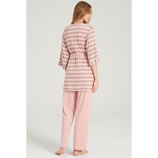 Feyza Kadın 3 Lü Pembe Lohusa Pijama Takım C0T8N0O5