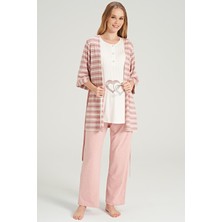 Feyza Kadın 3 Lü Pembe Lohusa Pijama Takım C0T8N0O5