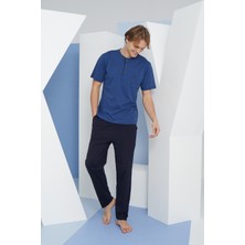 Kly Midi Yaka Battal Kısa Kol Büyük Beden Pijama Takim %100 Pamuk