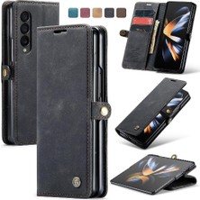 BDT Boutique Samsung Galaxy Z Için Flip Case Fold 4 5g Vintage Pu Deri Cüzdan Kılıf (Yurt Dışından)