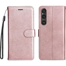 BDT Boutique Sony Xperia 1V Için Flip Case Yüksek Kalite Deri Klasik Düz Renk Kılıf (Yurt Dışından)