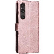 BDT Boutique Sony Xperia 1V Için Flip Case Yüksek Kalite Deri Klasik Düz Renk Kılıf (Yurt Dışından)