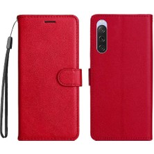 BDT Boutique Sony Xperia 10V Için Flip Case Yüksek Kalite Deri Klasik Düz Renk (Yurt Dışından)