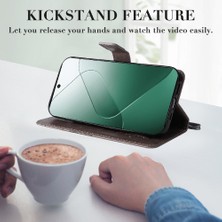 BDT Boutique Xiaomi 14 Flip Kickstand Darbeye Kapak Için Kart Yuvası Standı ile Pu (Yurt Dışından)