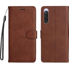 BDT Boutique Sony Xperia 10V Için Flip Case Yüksek Kalite Deri Klasik Düz Renk (Yurt Dışından)