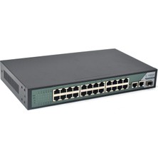 Snexus Networks SN-ES1300-26FP 24 x 10/100 Poe Port + 2 x 10/100/1000M RJ45 Uplink Port + 1 x Sfp Fiber Port (300 Watt Poe) Switch