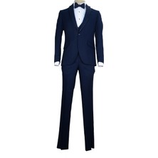 Cengiz Inler Armür Desenli Sivri Yaka Şeritli Yelekli Erkek Damatlık