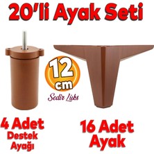 Badem10 20'li Set Sedir Lüks Mobilya Koltuk Kanepe Tv Ünitesi Destek Ayağı 12 cm Ahşap Desenli Ayakları