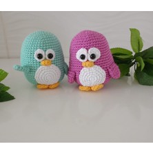 Design By Oykum 2'li Amigurumi Penguen Oyuncaklar (Mor ve Mint Yeşil)