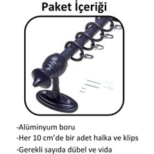 İzen Ahşap Başlıklı Raysız Eko Rustik Perde Askısı (Alüminyum Boru) Plastik Halka ve Klips