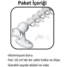 İzen Ahşap Başlıklı Raysız Eko Rustik Perde Askısı (Alüminyum Boru) Plastik Halka ve Klips