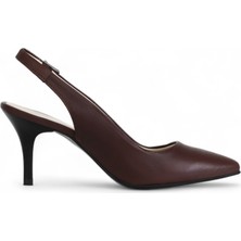 Grasyano Hakiki Deri Stiletto Sandalet Topuklu Ayakkabı KAHVE  - 7,5 Cm İnce Topuk Sivri Burun - El İşçiliği Premium Deri GRS048-KH