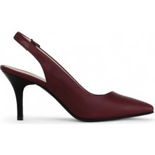 Grasyano Hakiki Deri Stiletto Sandalet Topuklu Ayakkabı Bordo - 7,5 Cm İnce Topuk Sivri Burun - El İşçiliği Premium Deri GRS048-BD