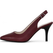 Grasyano Hakiki Deri Stiletto Sandalet Topuklu Ayakkabı Bordo - 7,5 Cm İnce Topuk Sivri Burun - El İşçiliği Premium Deri GRS048-BD
