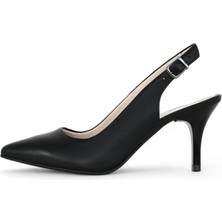 Grasyano Hakiki Deri Stiletto Sandalet Topuklu Ayakkabı SİYAH - 7,5 Cm İnce Topuk Sivri Burun - El İşçiliği Premium Deri GRS048-SH