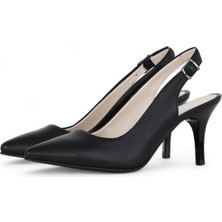 Grasyano Hakiki Deri Stiletto Sandalet Topuklu Ayakkabı SİYAH - 7,5 Cm İnce Topuk Sivri Burun - El İşçiliği Premium Deri GRS048-SH