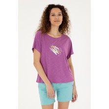 U.S. Polo Assn. Kadın Mor Bisiklet Yaka Tişört 50284355-VR038