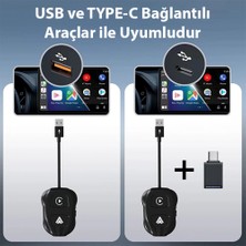 Teknoexpress iPhone ve Android  Için Kablosuz Carplay  5ghz Adaptör Çevirici Usb+Type-C Uyumlu Adaptör